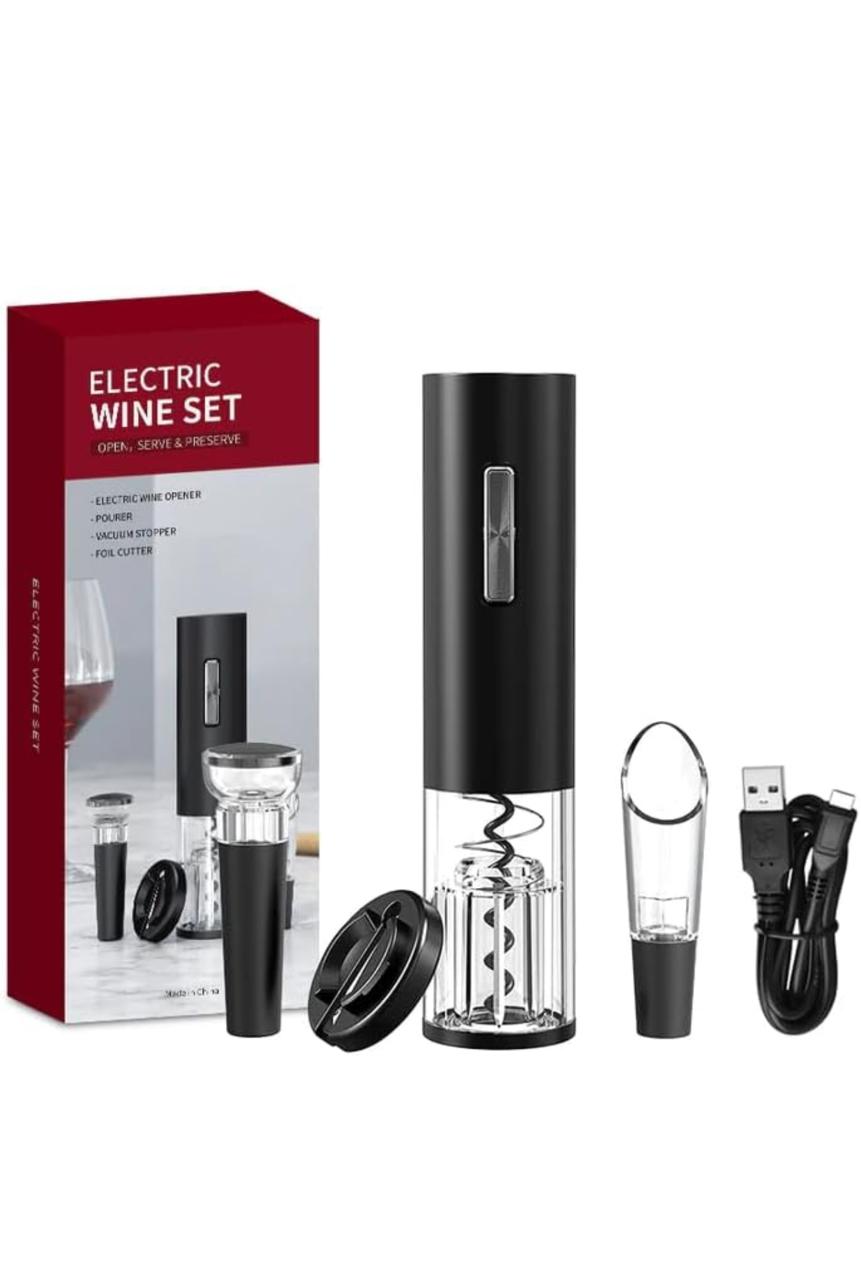 "Set de Sacacorchos Eléctrico para Vino - Elegancia y Comodidad en un Solo Paso"