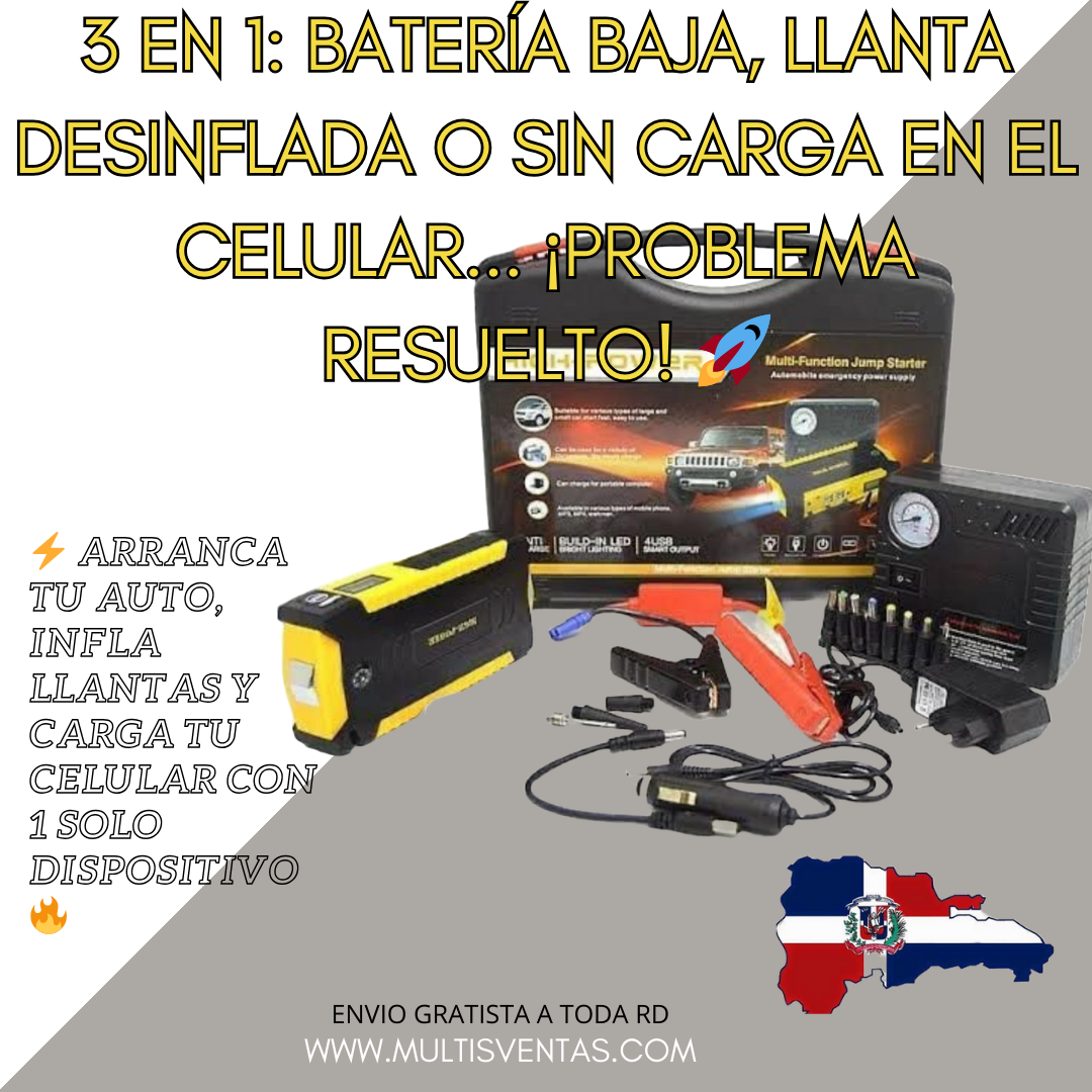 🔋 ¡Nunca te quedes varado! Power Bank 3 en 1 para tu auto y más 🚗⚡